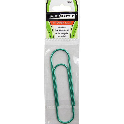 Baumgartens Jumbo Metallic Paper Clips Giant, Large - 4" Length x 1" Width - for Home, Classroom, Office, Paper, Card, Bookmark, Backpack, File - Assorted, Gold, Blue, Turquoise, Purple - Metal - 1 Each (26740)