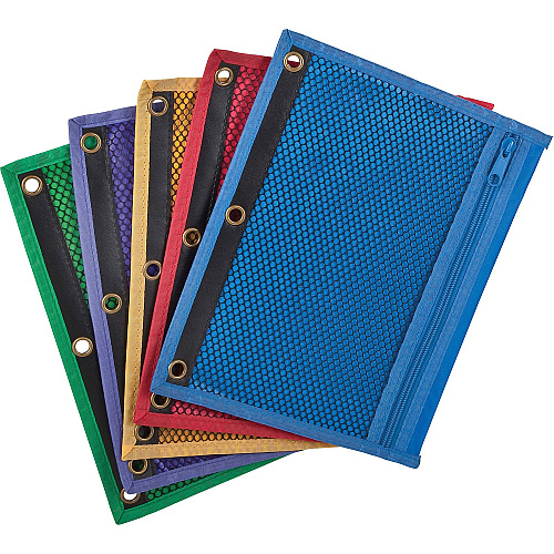 Oxford Zipper Binder Pockets For 7 1/2" x 10 1/2" Sheet - Ring Binder - Assorted - Vinyl - 1 Each (68500)