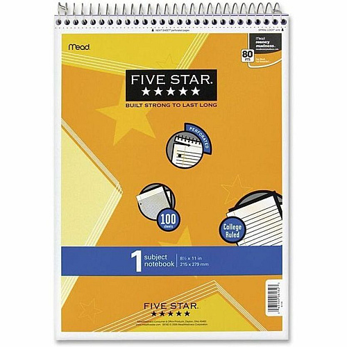 Mead 1-Subject Notepad 100 Sheets - Wire Bound - 8 1/2" x 11" Sheet Size - White Paper - Assorted Laminated Plastic Cover - Perforated - 1 Each (06182)