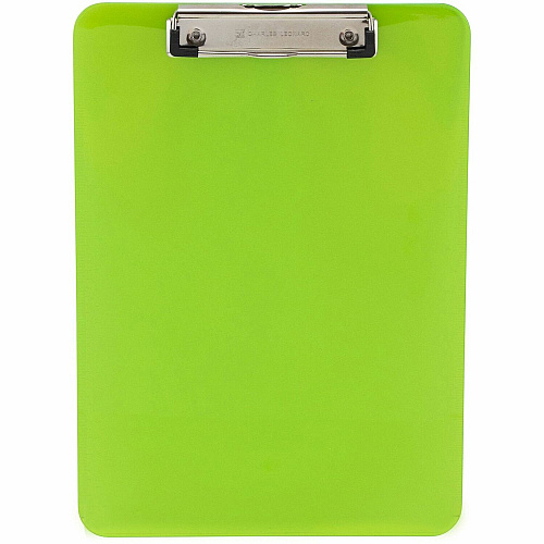 CLI Rubber Grip Plastic Clipboards 8 1/2" x 11" Sheet Size - Plastic - Neon Green - 1 Each (89725)