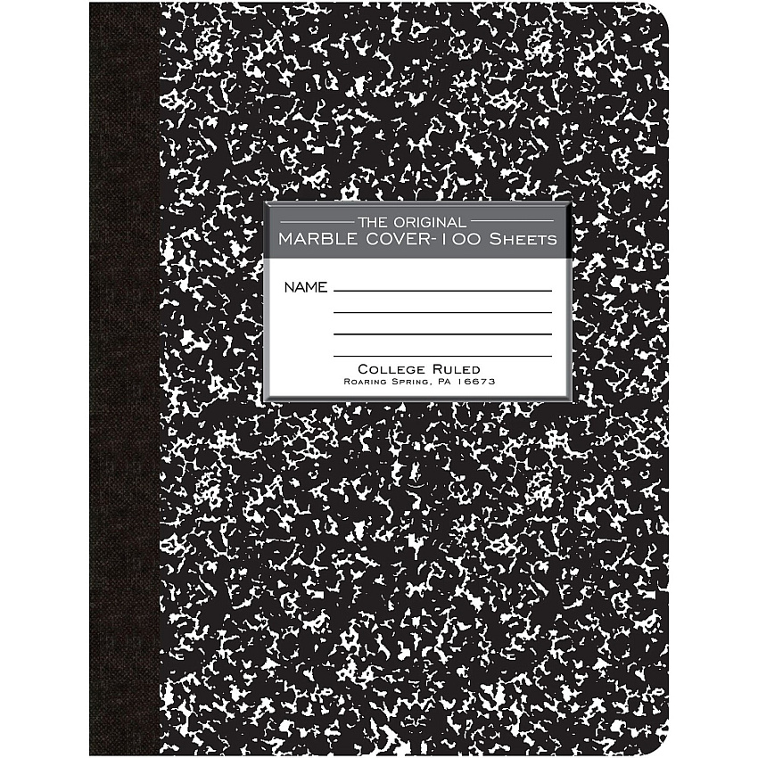 Roaring Spring College Ruled Hard Cover Composition Book 100 Sheets - 200 Pages - Printed - Sewn/Tapebound - Both Side Ruling Surface - Red Margin - 15 lb Basis Weight - 56 g/m² Grammage - 9 3/4" x 7 1/2" Sheet Size - 0.50" Height x 7.5" Widt (77264)