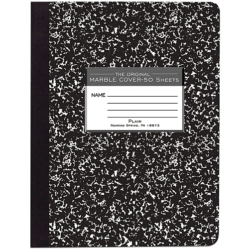 Roaring Spring Unruled Hard Cover Composition Book 50 Sheets - 100 Pages - Plain - Sewn/Tapebound - 15 lb Basis Weight - 56 g/m² Grammage - 9 3/4" x 7 1/2" Sheet Size - 0.25" Height x 7.5" Width x 9.8" Length - White Paper - Black Binding - 1 (77260)