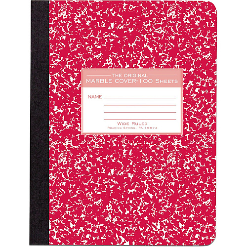Roaring Spring Wide Ruled Hard Cover Composition Book 100 Sheets - 200 Pages - Printed - Sewn/Tapebound - Both Side Ruling Surface - Ruled Red Margin - 15 lb Basis Weight - 56 g/m² Grammage - 9 3/4" x 7 1/2" Sheet Size - 0.50" Height x 7.5" W (77229)