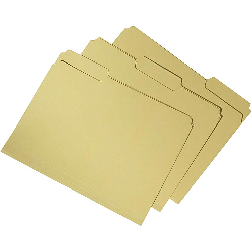 AbilityOne 7530015664136 SKILCRAFT Recycled File Folders, 1/3-Cut 2-Ply Tabs, Letter Size, Yellow, 100/Box
