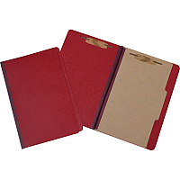 SKILCRAFT Pressboard Classification Folder 8 1/2" x 14" - 2" Fastener Capacity for Folder, 1" Fastener Capacity for Divider - 1 Divider(s) - Pressboard - Dark Red - 30% Recycled - 10 / Box (7530015547683)
