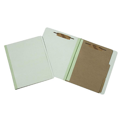 AbilityOne SKILCRAFT Pressboard Classification Folder 8 1/2" x 11" - 2" Fastener Capacity for Folder, 1" Fastener Capacity for Divider - 2 Divider(s) - Pressboard - Green - 100% Recycled - 10 / Box (5547684)