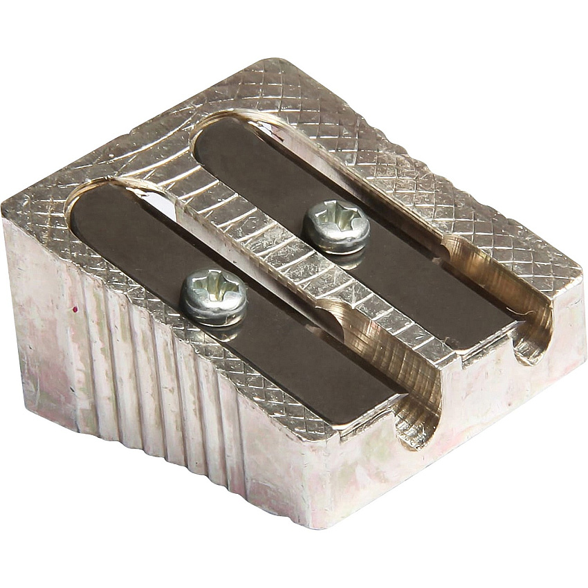 Baumgartens Two-hole Metal Pencil sharpener Handheld - 2 Hole(s) - 0.6" Height x 0.9" Width - Metal - Silver - 1 Each (MR2110)