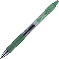 Pilot G2 Retractable Gel Ink Rollerball Pens 0.7 mm Fine Pen Point - Refillable - Retractable - Green Ink - Gel-based - 1 Dozen (31177)