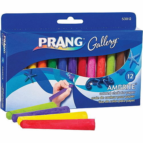 Prang Gallery Ambrite Colored Chalk 3.2" Length x 0.4" Diameter - Assorted - Non-toxic - 12 / Box (53012)