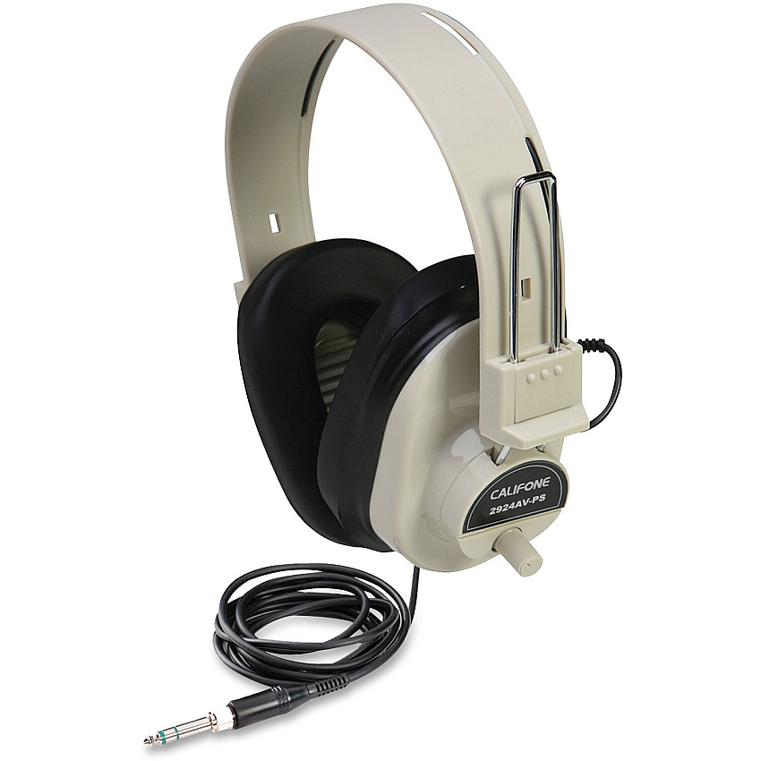 Califone Ultra Sturdy Stereo Headphone W/ Vol Cntrl Stereo - Beige - Mini-phone (3.5mm) - Wired - 300 Ohm - 40 Hz 18 kHz - Nickel Plated Connector - Over-the-head - Binaural - Ear-cup - 6 ft Cable - 1 (2924AVPS)
