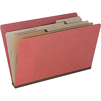 SKILCRAFT Eight Section Classification Folder 8 1/2" x 14" - 3" Expansion - 1" Fastener Capacity - 3 Divider(s) - Kraft, Pressboard - Earth Red - 30% Recycled - 10 / Pack (7530015726205)