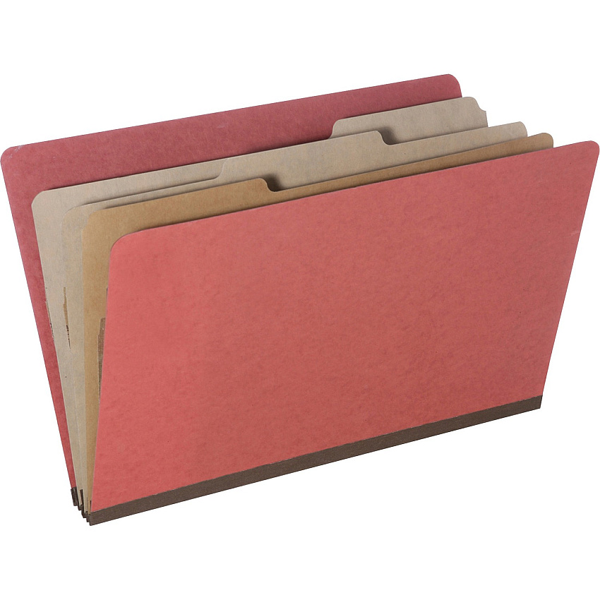 SKILCRAFT Eight Section Classification Folder 8 1/2" x 14" - 3" Expansion - 1" Fastener Capacity - 3 Divider(s) - Kraft, Pressboard - Earth Red - 30% Recycled - 10 / Pack (7530015726205)