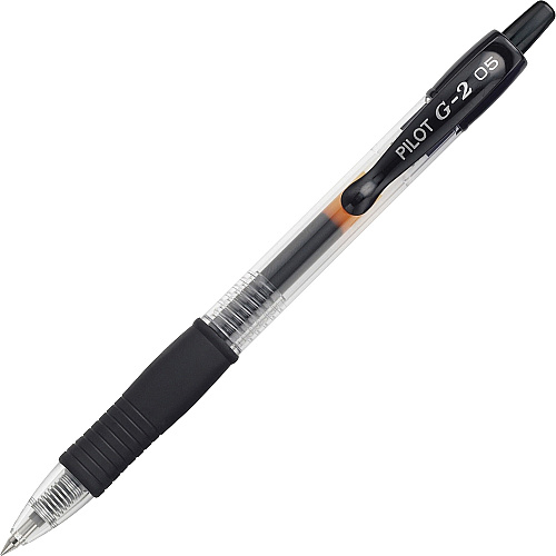 Pilot G2 Retractable XFine Gel Ink Rollerball Pens 0.5 mm Extra Fine Pen Point - Refillable - Retractable - Black Ink - Gel-based - 1 Dozen (31103)