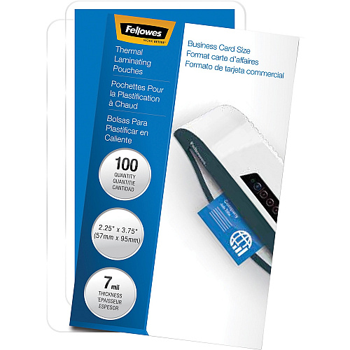 Fellowes Business Card Glossy Laminating Pouches Sheet Size Supported: Business Card - Laminating Pouch/Sheet Size: 3.75" Width x 7 mil Thickness - Type G - Glossy - for Document, Business Card - Durable - Clear - 100 / Pack (52059)