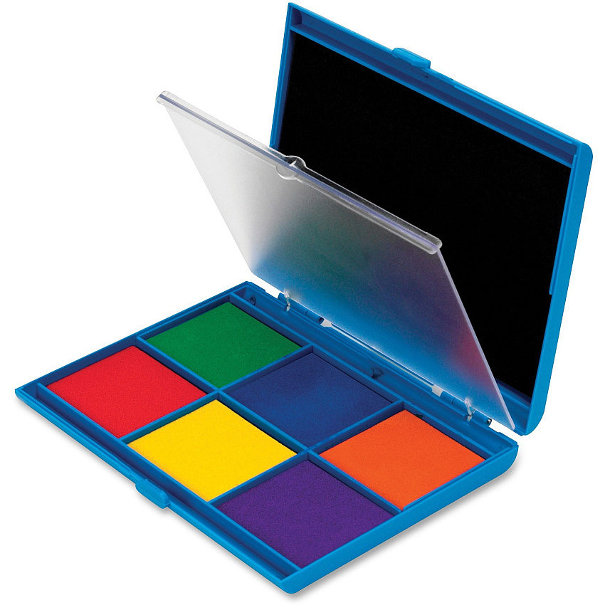 Learning Resources 7 Color Stamp Pad Ink Pad Black, Green, Blue, Orange, Red, Yellow, Purple Ink - 1 Each (LER4275)