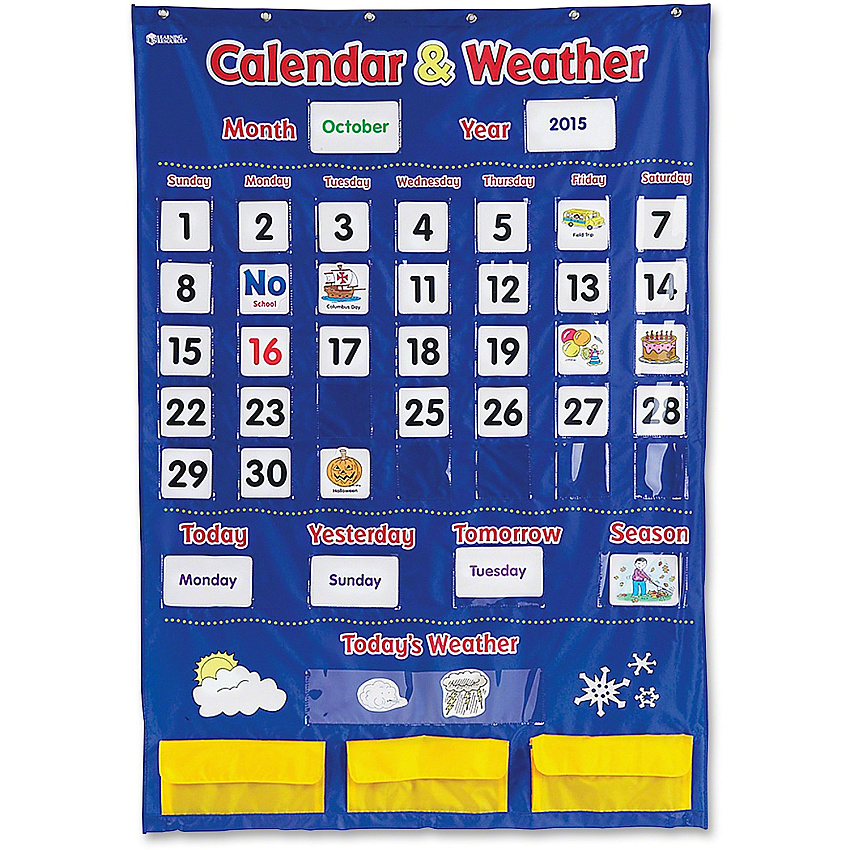 Learning Resources Calendar/Weather Pocket Chart Theme/Subject: Learning - Skill Learning: Weather, Holiday, Day, Month, Celebration, Season, Week, Calendar - 3-6 Year - 1 Each (LER2418)