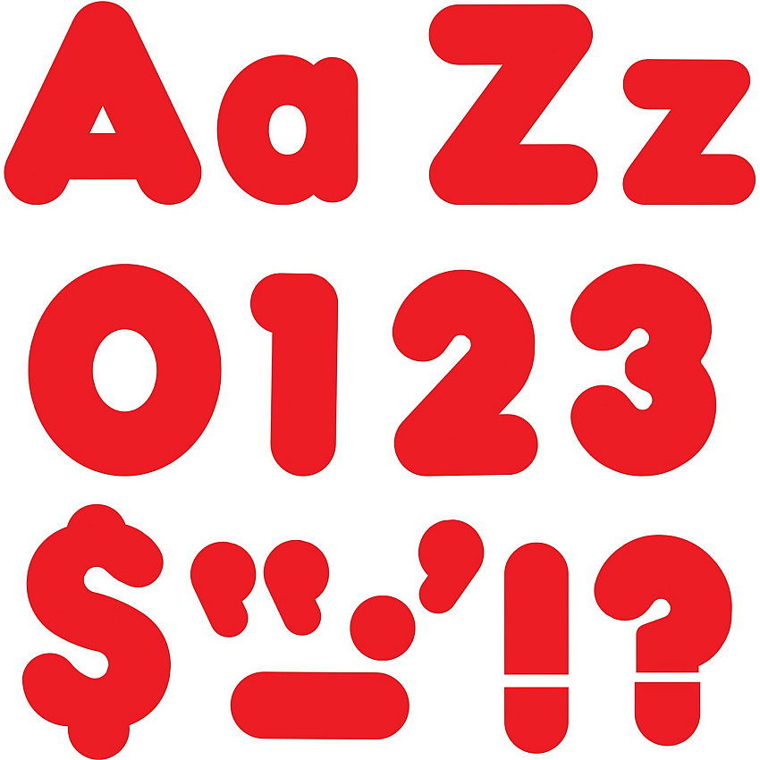 Trend Red 4" Casual Combo Ready Letters Set Skill Learning: Number, Alphabet, Symbol - 20 x Number, 82 x Lowercase Letters, 50 x Uppercase Letters, 29 x Punctuation Marks Shape - Casual Style - Fade Resistant, Reusable, Easy to Use, Durable - Red (T79902)