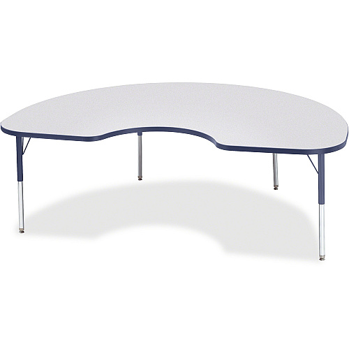 Jonti-Craft Berries Elementary Height Color Edge Kidney Table Laminated Kidney-shaped, Navy Top - Four Leg Base - 4 Legs - Height Adjustable - 15" to 24" Adjustment - 72" Table Top Length x 48" Table Top Width x 1.13" Table Top Thickness - 24 (6423JCE112)