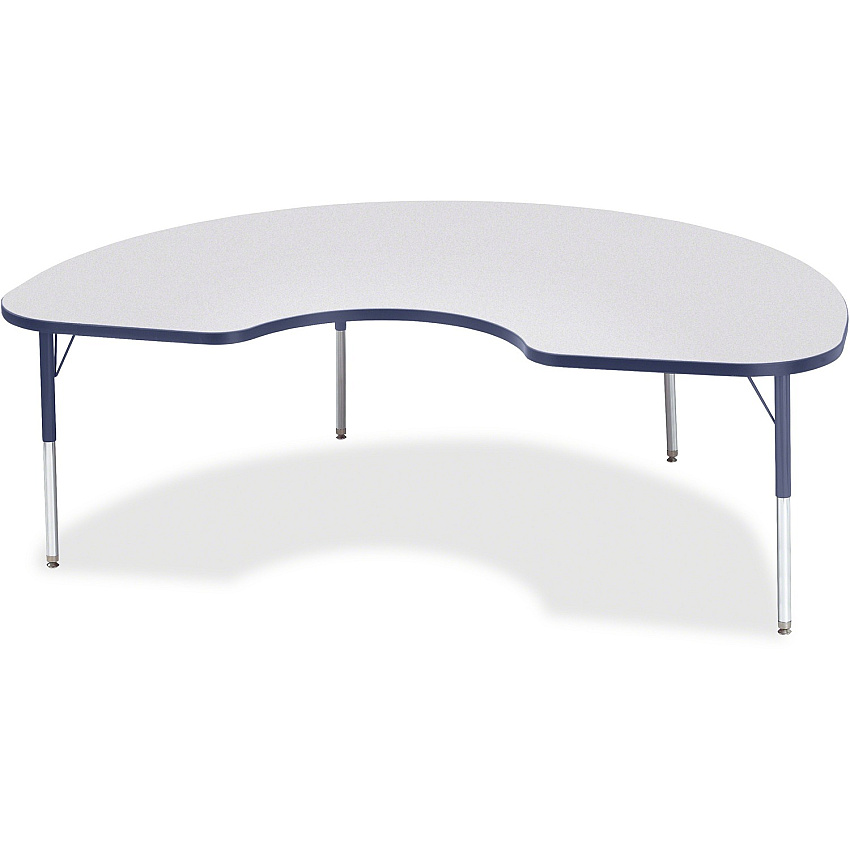 Jonti-Craft Berries Elementary Height Color Edge Kidney Table Laminated Kidney-shaped, Navy Top - Four Leg Base - 4 Legs - Height Adjustable - 15" to 24" Adjustment - 72" Table Top Length x 48" Table Top Width x 1.13" Table Top Thickness - 24 (6423JCE112)