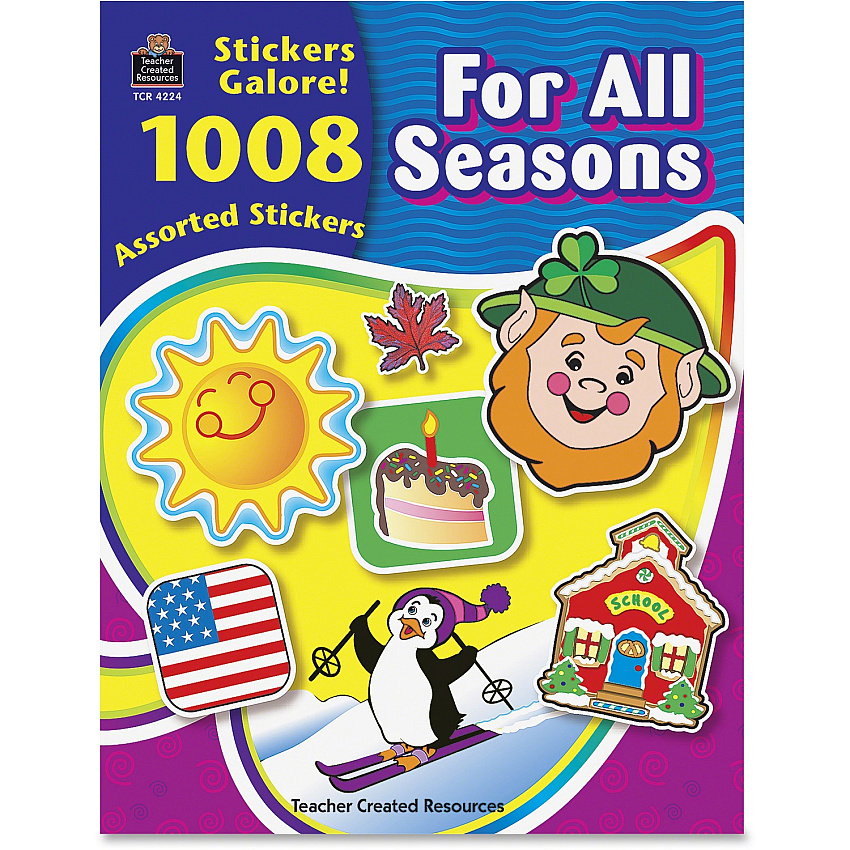 Teacher Created Resources For All Seasons Sticker Book Self-adhesive - Acid-free, Lignin-free - Assorted - 1008 / Pack (4224)