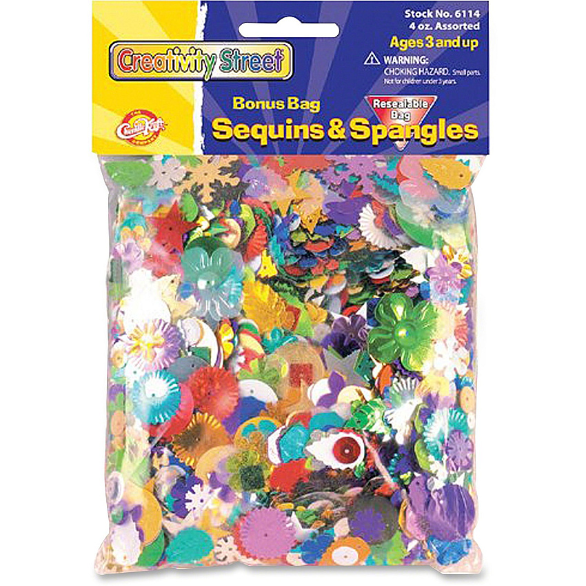 Creativity Street Sequins/Spangles Bonus Bag Art, Craft - Assorted - 1 Each (6114)