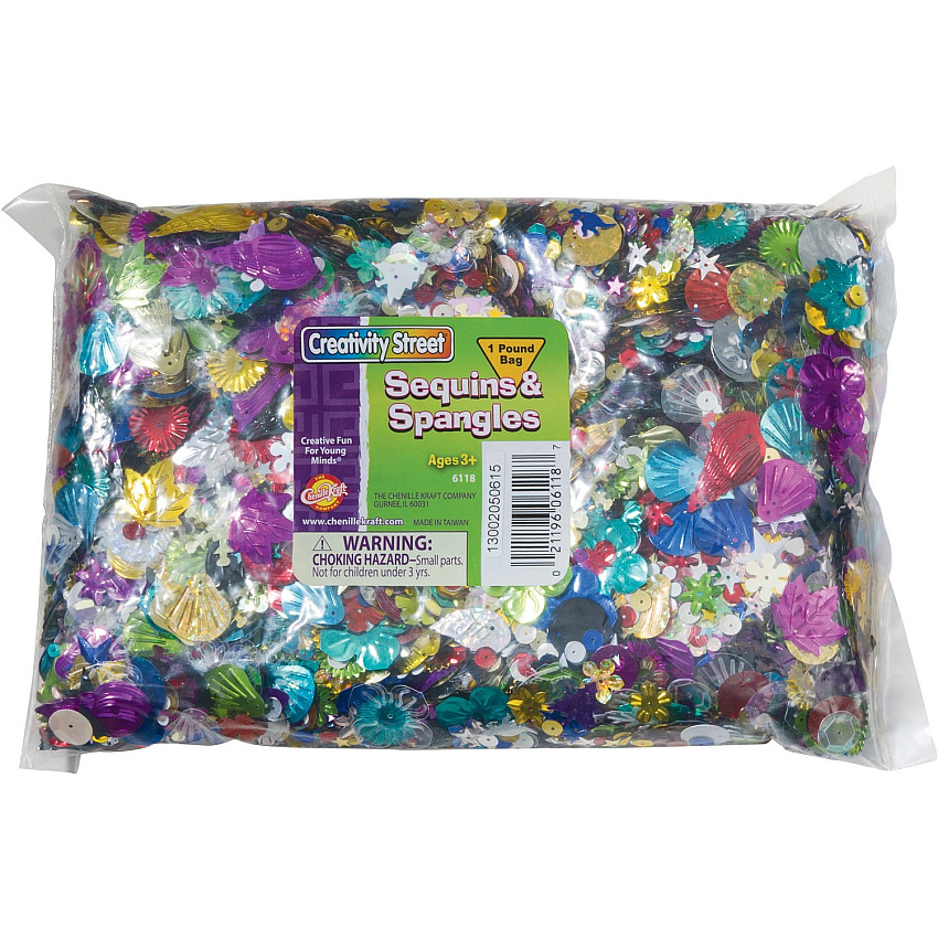 Creativity Street Sequins & Spangles 1 Pound Bag Decoration, Craft, Classroom, Costume - Assorted - 1 Pack (6118)