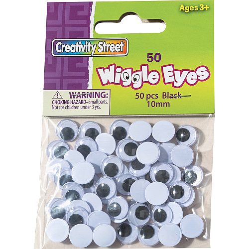 Creativity Street Children's Art Wiggle Eyes Art Project - 50 Piece(s) x 0.4"Diameter - 50 / Pack - Black, White (344102)