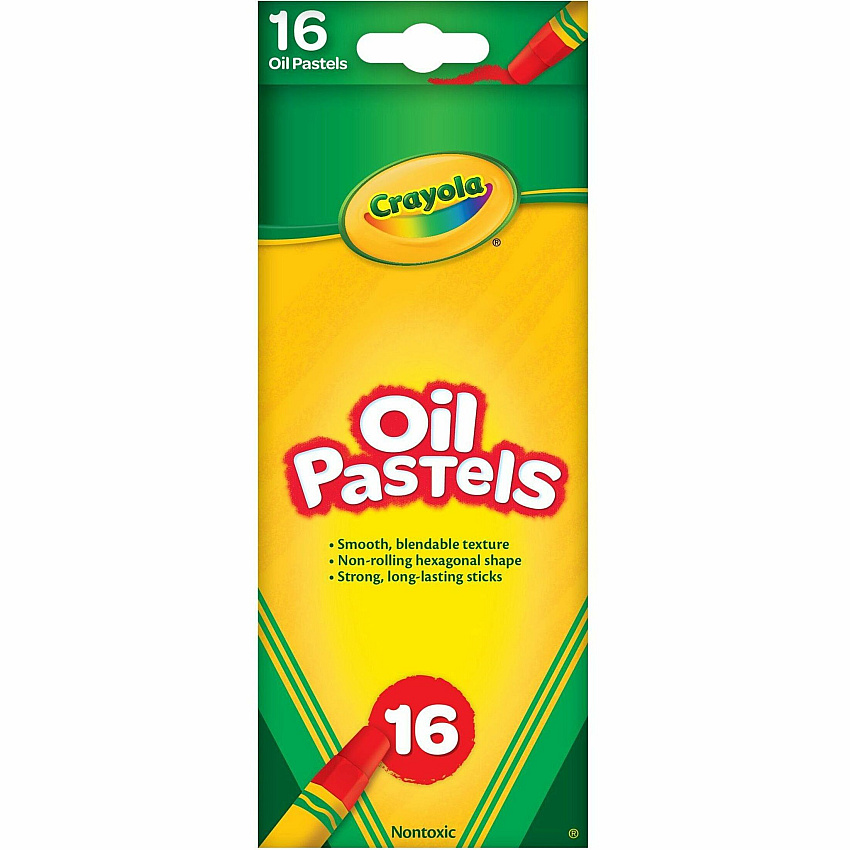Crayola Opaque Colors Oil Pastels Assorted, Red Orange, Red-violet, Violet, White, Yellow Green, Yellow-orange, Orange, Pink, Red, Green, ... - 16 / Set (524616)
