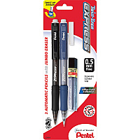 Pentel Twist-Erase Express Automatic Pencils #2 Lead - 0.5 mm Lead Diameter - Refillable - Assorted Barrel - 2 / Pack (QE415LEBP2)