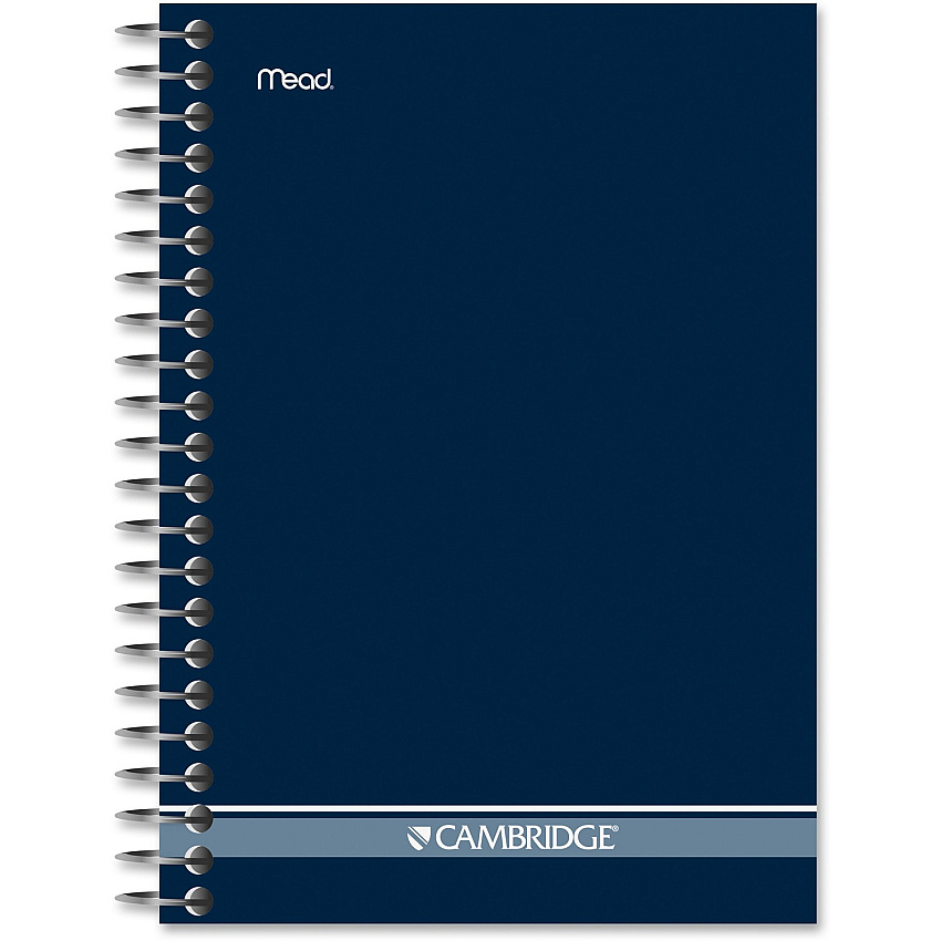 Mead Fashion Wire Bound Notebook 140 Sheets - Wire Bound - 0.28" Ruled - 5" x 7" - White Paper - NavyCardboard Cover - Pocket, Perforated - 1 Each (45478)