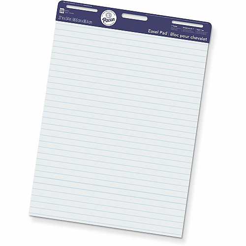 Pacon Ruled Easel Pads 50 Sheets - Stapled/Glued - Front Ruling Surface - Ruled Front Ruling - 1" Ruled - 27" x 34" Sheet Size - White Paper - Chipboard Cover - Perforated, Bond Paper - 1 Pad (3386)