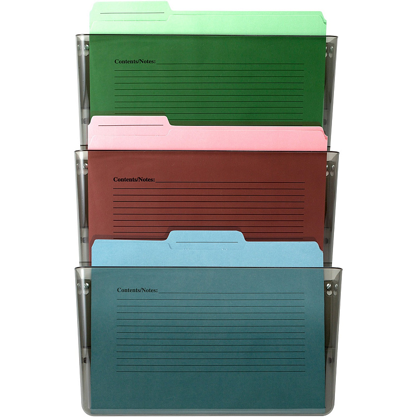 Officemate Mountable Wall File, Smoke, 3PK 14.50" Height x 13" Width x 4.12" Depth - Smoke - Plastic - 3 / Box (21421)