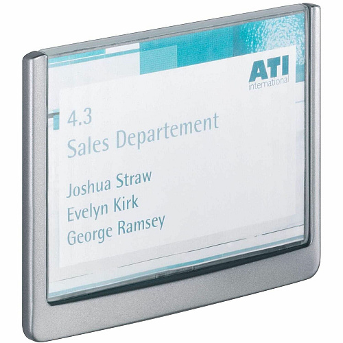 DURABLE CLICK SIGN Holder for Interior Walls 5.9" Width x 5.1" Height x 0.6" Depth - Rectangular Shape - Door-mountable, Surface-mountable, Wall Mountable - Indoor - Acrylic, Plastic - Clear, Graphite - 1 Each (486137)
