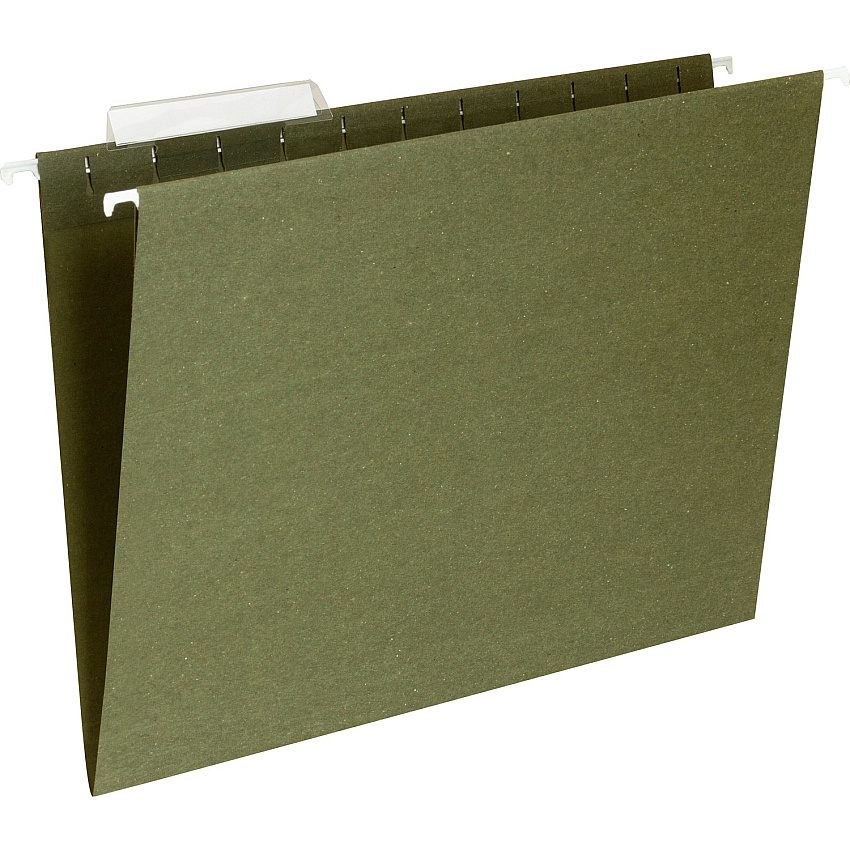 Business Source 1/3 Tab Cut Letter Recycled Hanging Folder 8 1/2" x 11" - 11 pt. - Standard Green - Acid-free - 100% Recycled - 25 / Box (BSN17532)
