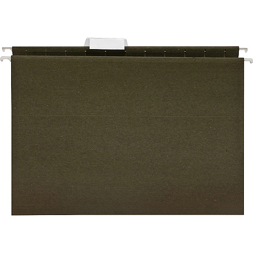 Business Source 1/5 Tab Cut Letter Recycled Hanging Folder 8 1/2" x 11" - 11 pt. - Green - Acid-free - 100% Recycled - 25 / Box (BSN17533)