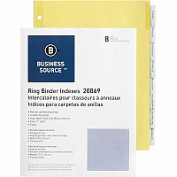 Business Source Buff Stock Ring Binder Indexes 8 x Divider(s) - Blank Tab(s) - 8 Tab(s)/Set - 1.25" Tab Width - 8.5" Divider Width x 11" Divider Length - Letter - 3 Hole Punched - Clear Buff Paper Divider - Clear Tab(s) - Tear Resistant, Reinfo (BSN20069)