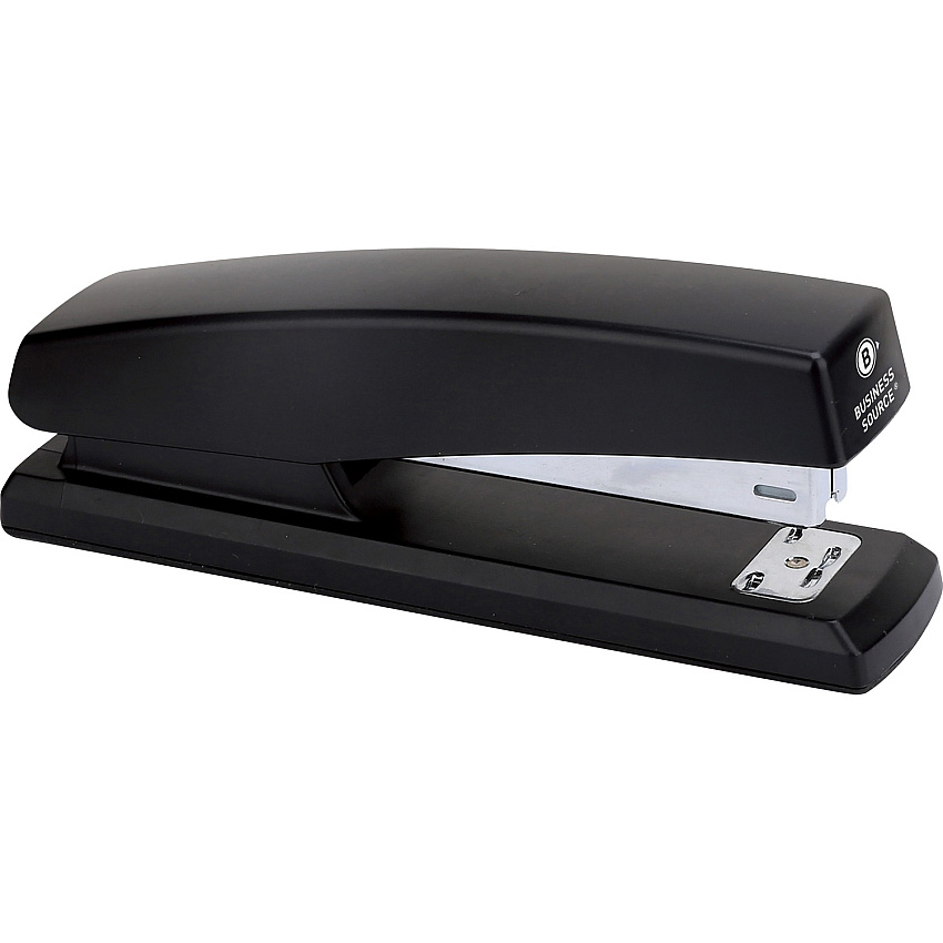 Business Source Full-Strip Desktop Stapler Staples Upto 20 Sheet - Holds Upto 210 Staple - Full Strip - 3.50" Throat Depth - Black - Metal, Plastic - 1 Each (BSN65648)