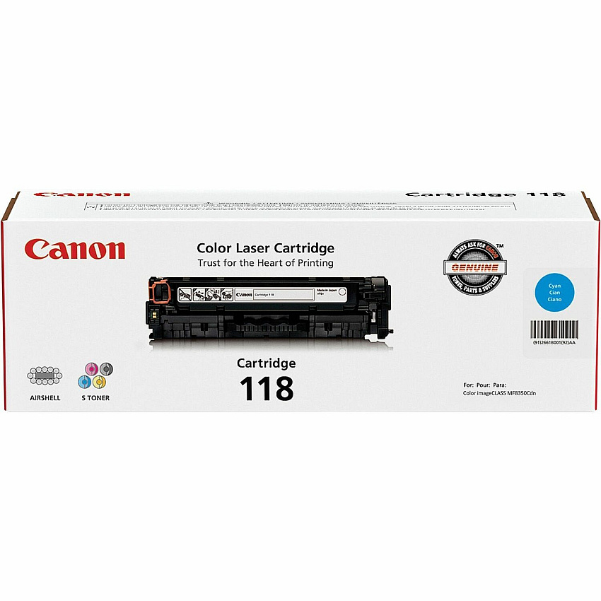 Canon Original Laser Toner Cartridge - Cyan - 1 Each 2900 Pages (CRTDG118CY)