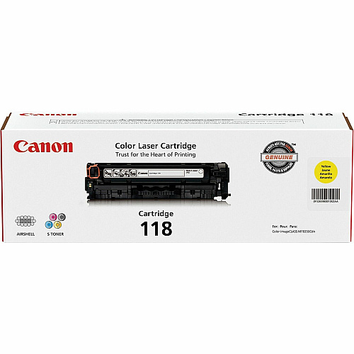 Canon Original Laser Toner Cartridge - Yellow - 1 Each 2900 Pages (CRTDG118YW)