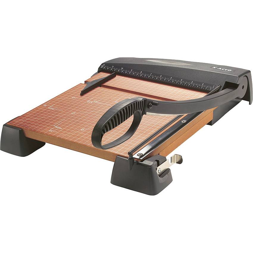 X-Acto 12" Heavy-Duty Wood Base Trimmer 1 x Blade(s)Cuts 12Sheet - 12" Cutting Length - 3.5" Height x 14.3" Width x 23" Depth - Steel Cutting Head, Wood Base - Brown, Black (26312)