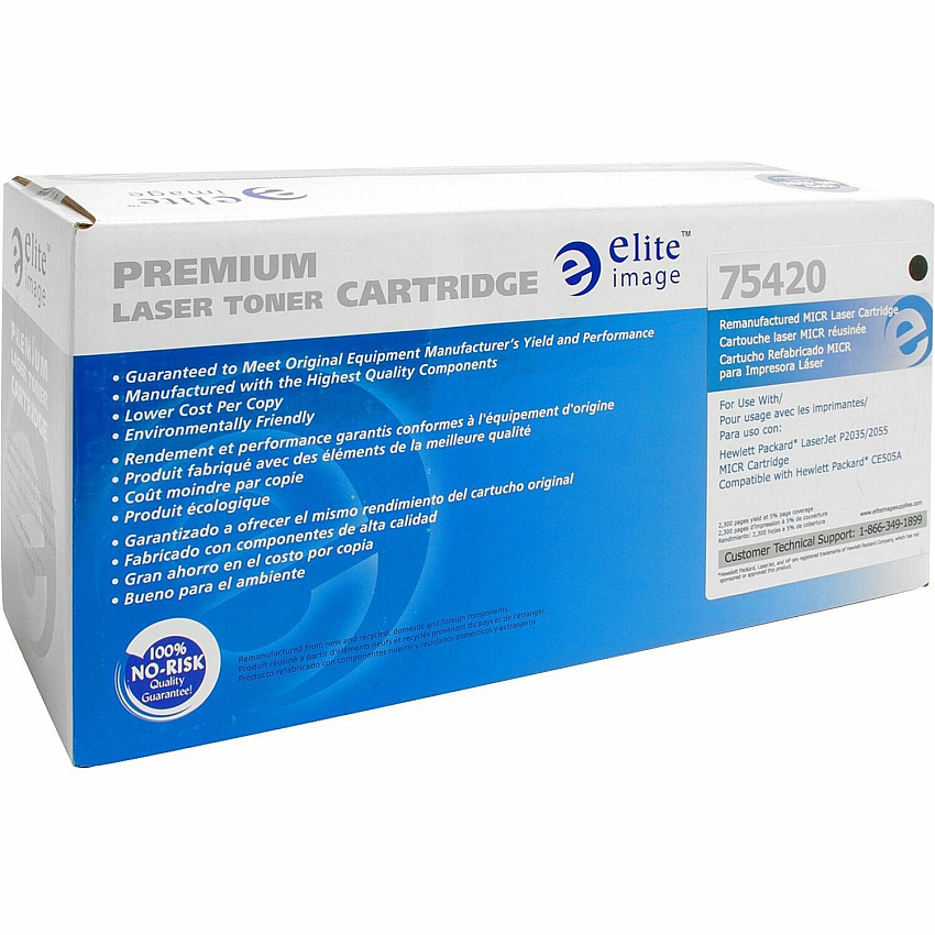 Elite Image Remanufactured MICR Laser Toner Cartridge - Alternative for HP 05A (CE505A) - Black - 1 Each 2300 Pages (75420)