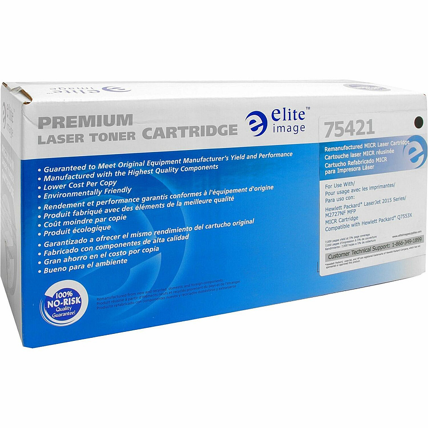 Elite Image Remanufactured MICR High Yield Laser Toner Cartridge - Alternative for HP 53X (Q7553X) - Black - 1 Each 7000 Pages (75421)