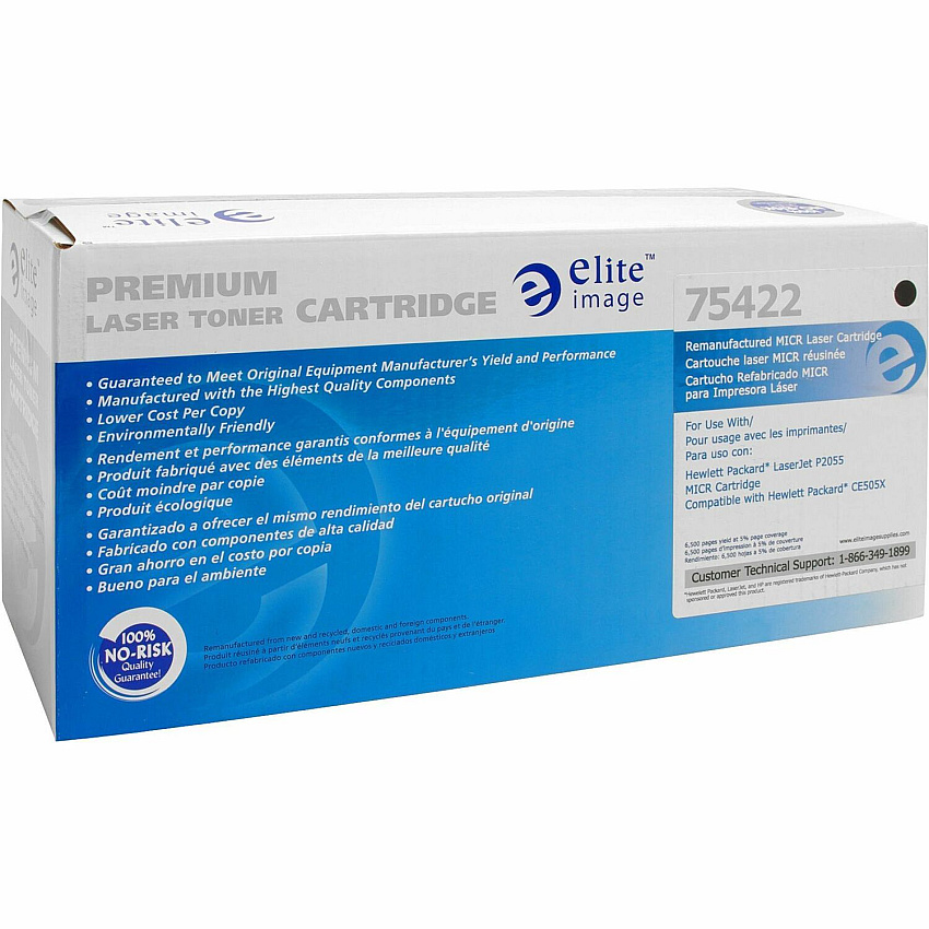 Elite Image Remanufactured MICR High Yield Laser Toner Cartridge - Alternative for HP 05X (CE505X) - Black - 1 Each 6500 Pages (75422)