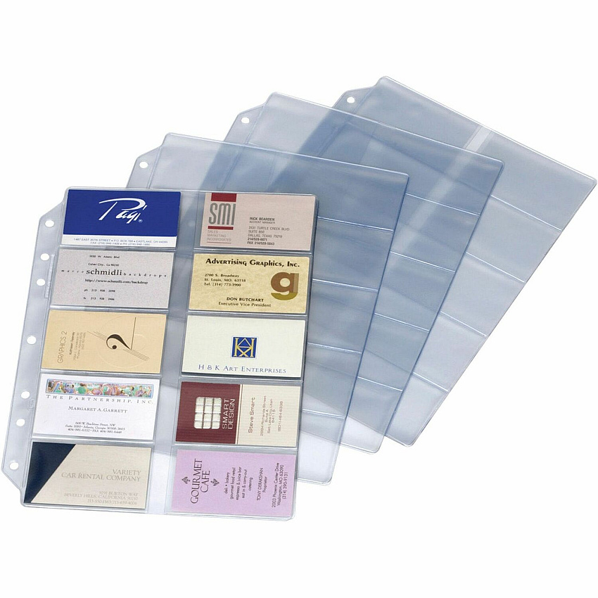 Cardinal EasyOpen Card File Binder Refill Pages 12" Height x 0.1" Width x 9.5" Length - 10 x Page, 200 x Card Capacity - For Letter 8 1/2" x 11" Sheet - Ring Binder - Rectangular - Clear - Polypropylene - 10 / Pack (7860000)