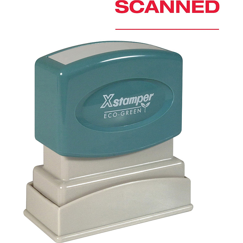Xstamper SCANNED Pre-inked Stamp Message Stamp - SCANNED - 0.50" Impression Width - 100000 Impression(s) - Red - Plastic - Recycled - 1 Each (1829)