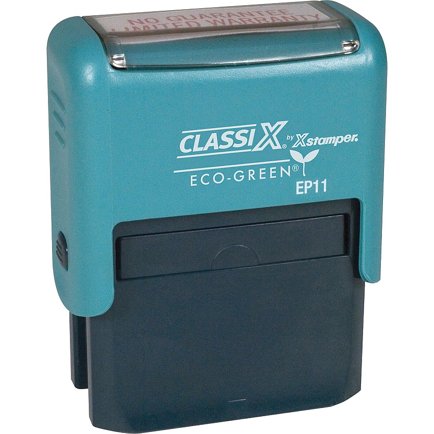 Xstamper ClassiX ECO Self-inking Message Stamp Custom Message/Date Stamp - 0.50" Impression Width x 1.50" Impression Length - Black - Plastic - Recycled - 1 Each (EP11)