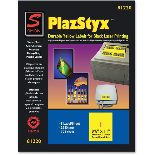 Simon SJ Paper PlazStyx Durable Laser Printing Labels (SL81220)