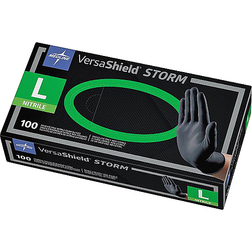 Medline VersaShield STORM Nonsterile Nitrile Gloves Large Size - Black - Textured, Latex-free - For Healthcare Working - 100 / Box (MG6113)