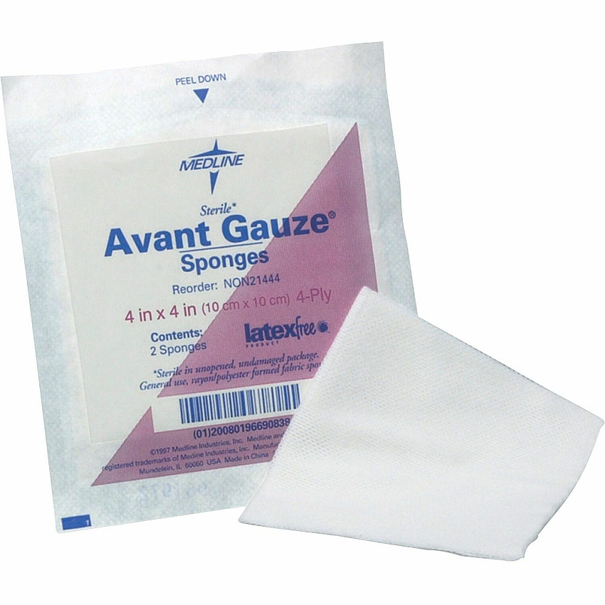 Medline Avant Nonsterile Gauze Nonwoven Sponges 4 Ply - 3" Width x 3" Length - White - 200 / Box (NON25334)