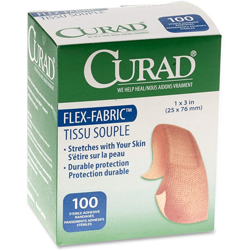 Medline Comfort Cloth Adhesive Fabric Bandages 1" Width x 3" Length - Tan - 100 / Box (NON25660)